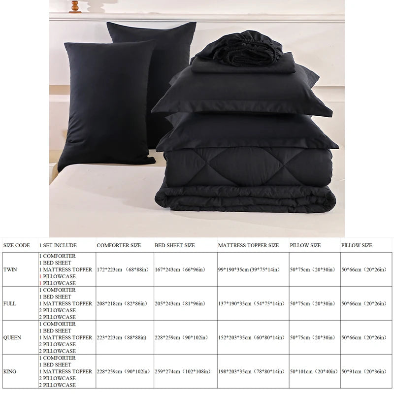 EasYum Bedding Set 7-Piece Brushed 100% Polyester Solid