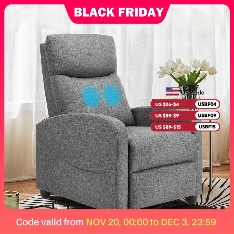 JHK Recliner Chair Massage Sofa Fabric Living Room