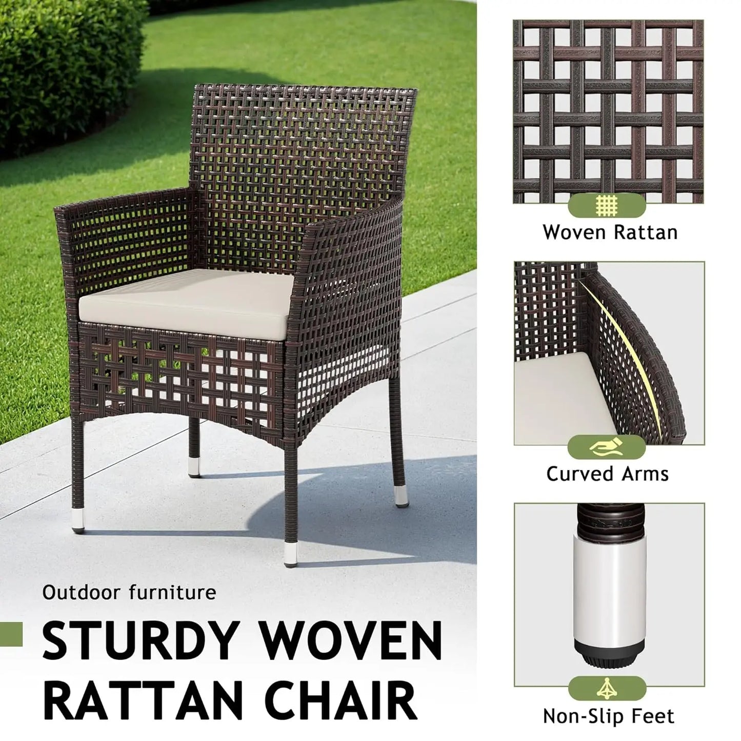 Outdoor Patio Set Wicker Chairs With Glass Top Coffee Table