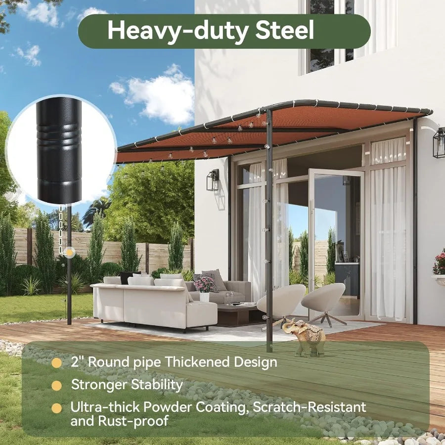 Sichuan Lean-To Gazebo With Water-Resistant Canvas Canopy