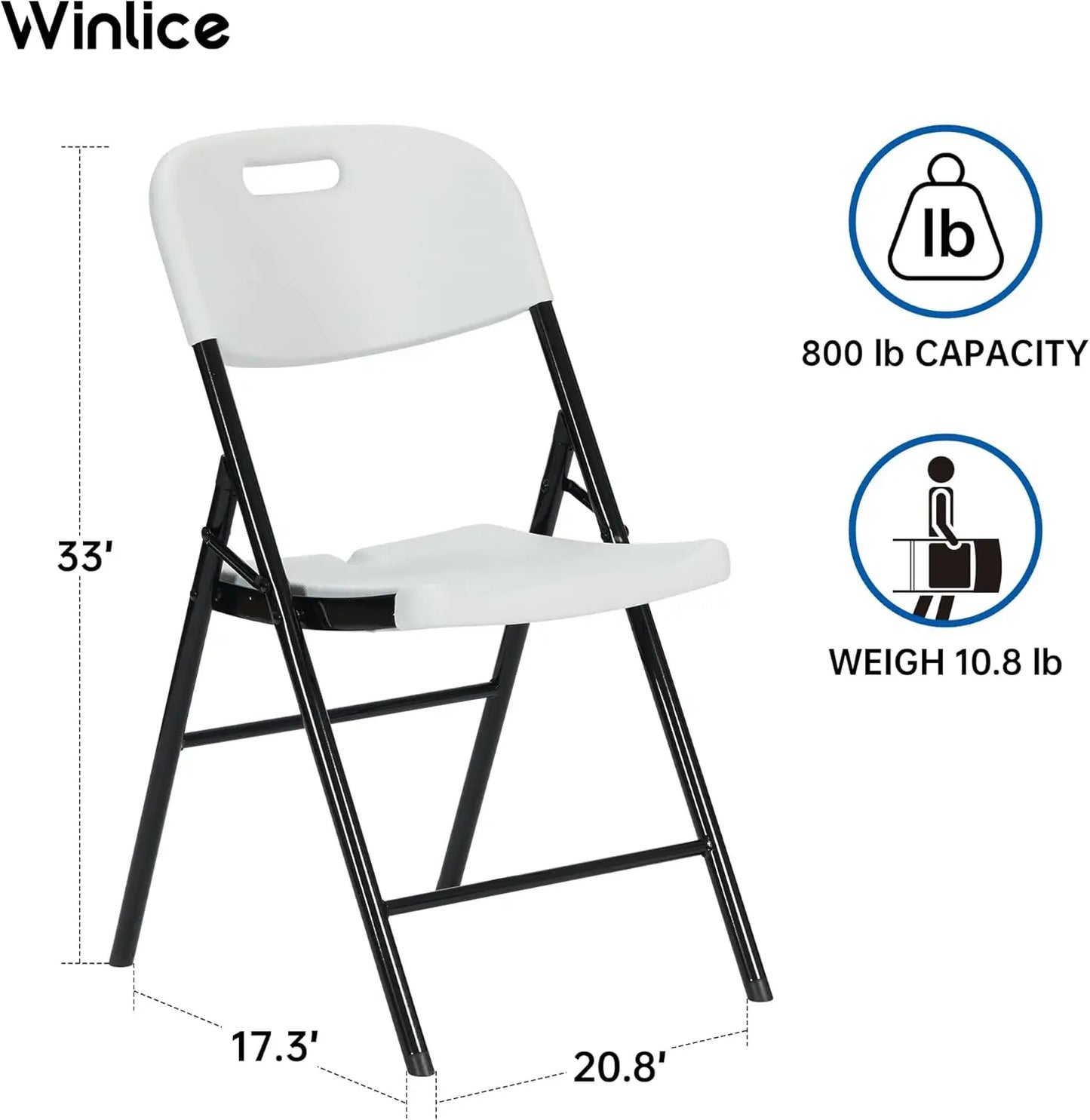 XMSJ Folding Chair Commercial Grade 800 LB Capacity