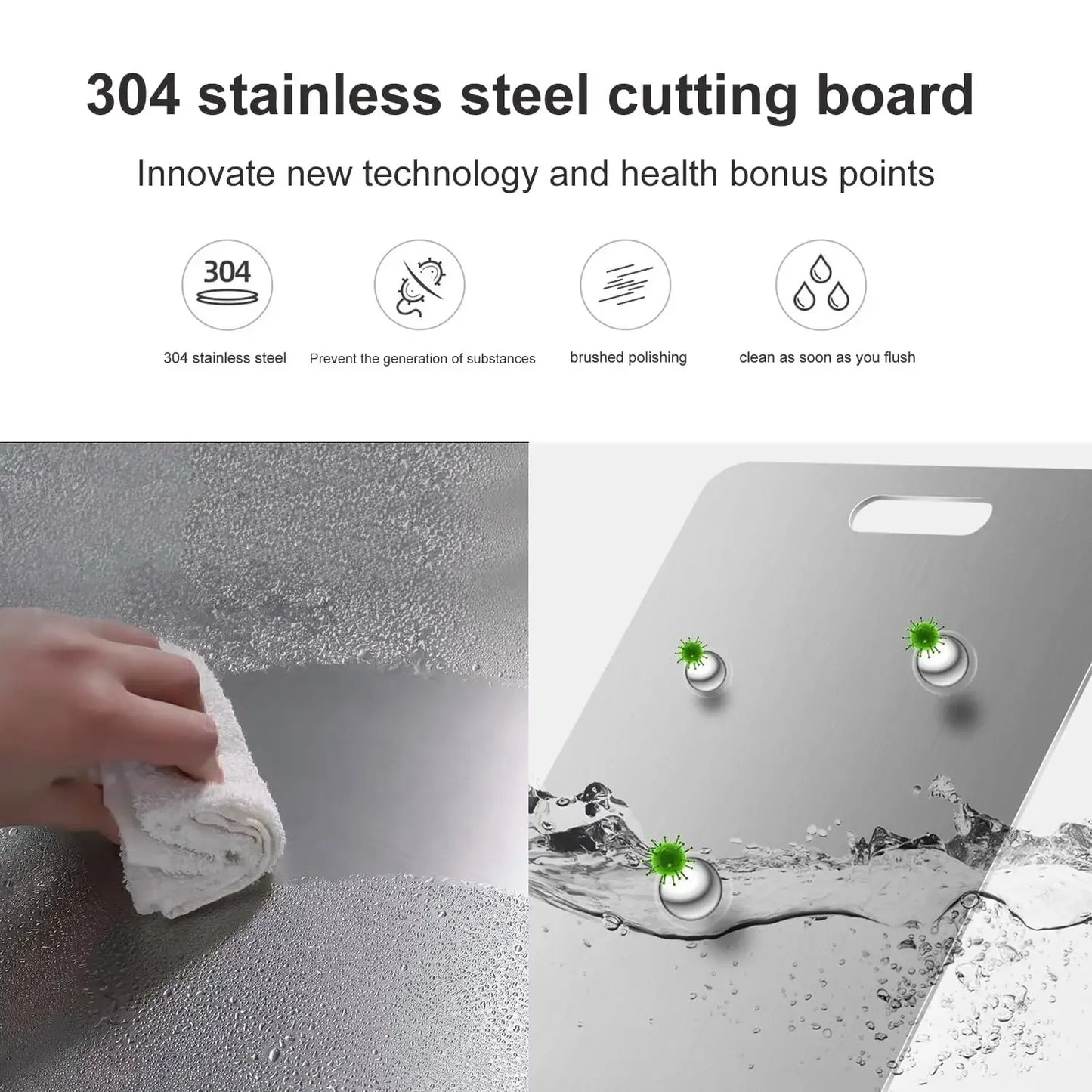 Cutting Board Double-Sided 304 Stainless Steel Antibacterial