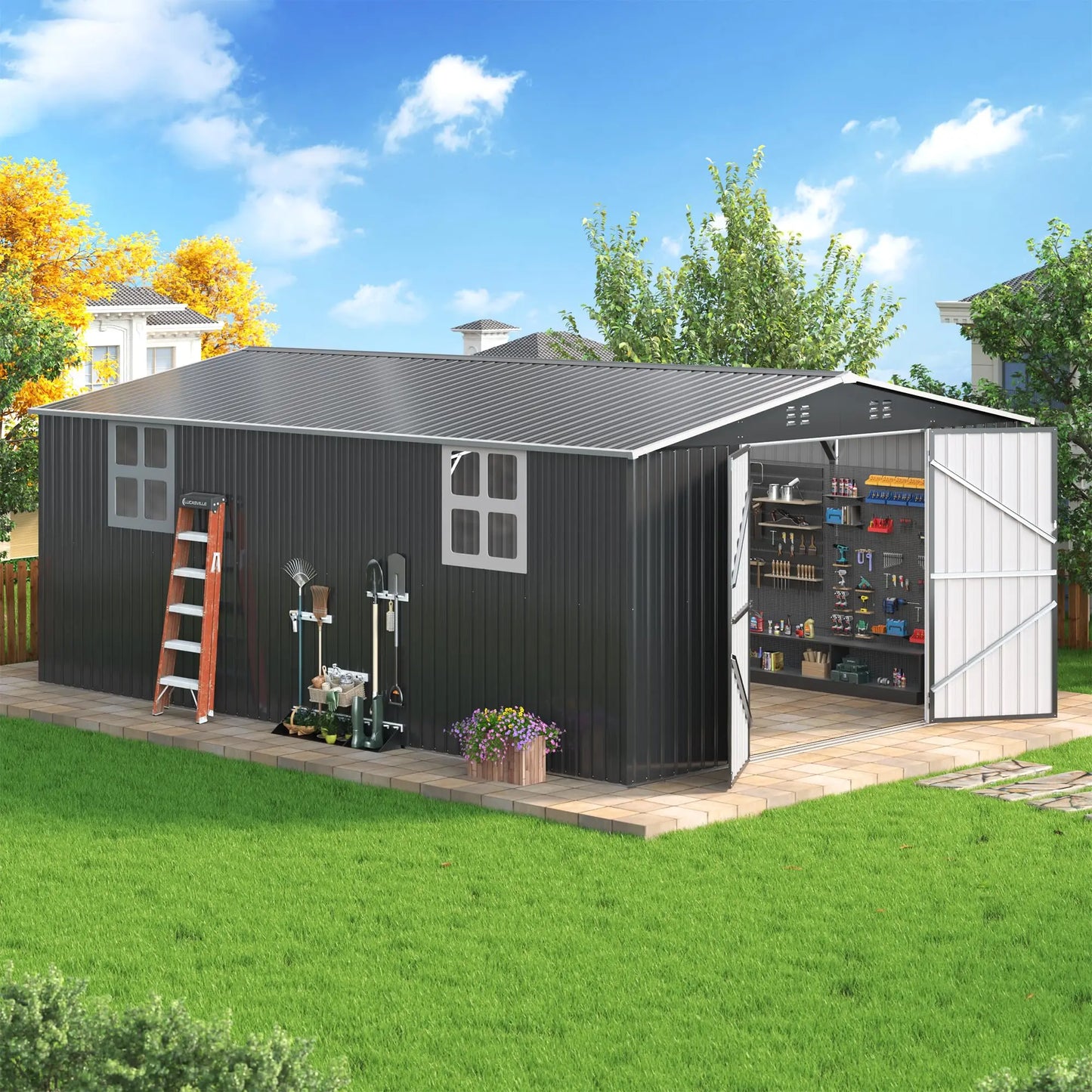 Polar Aurora Outdoor Metal Storage Shed Lockable Door