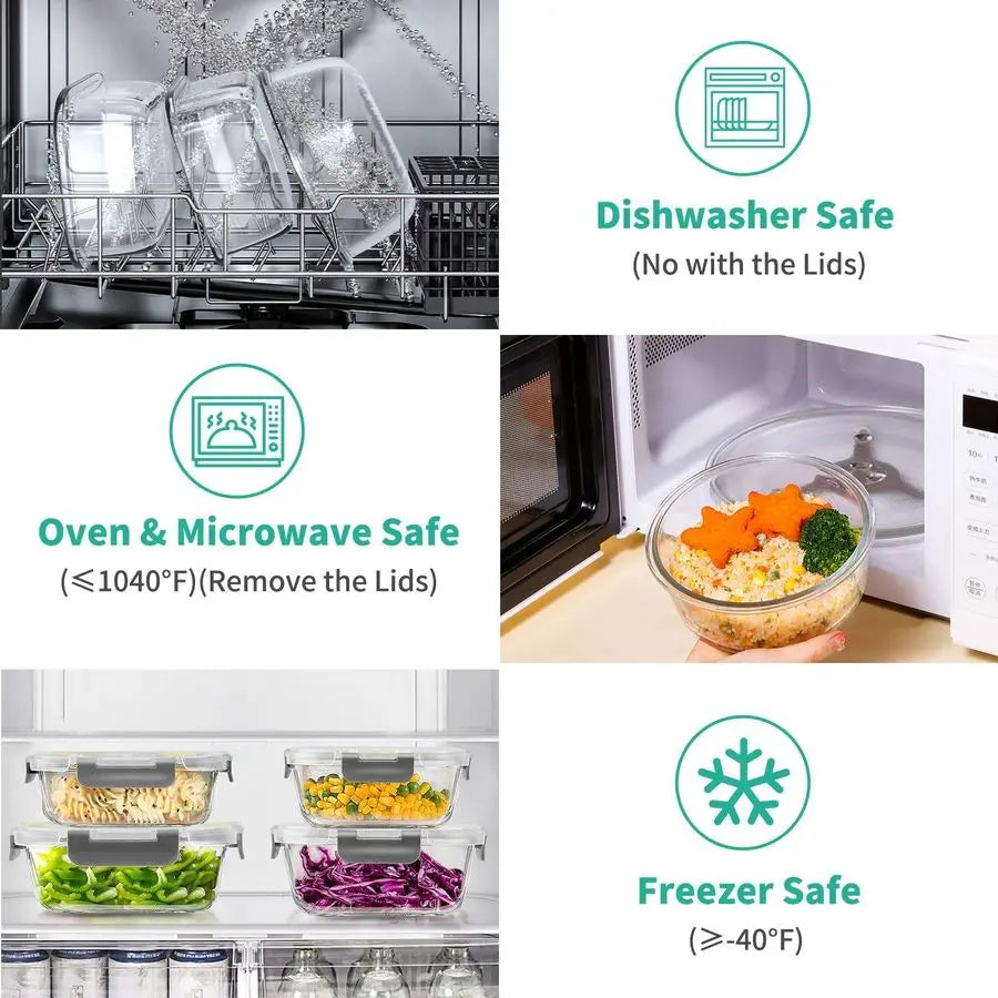 Glass Food Storage Containers With Airtight Lids Set