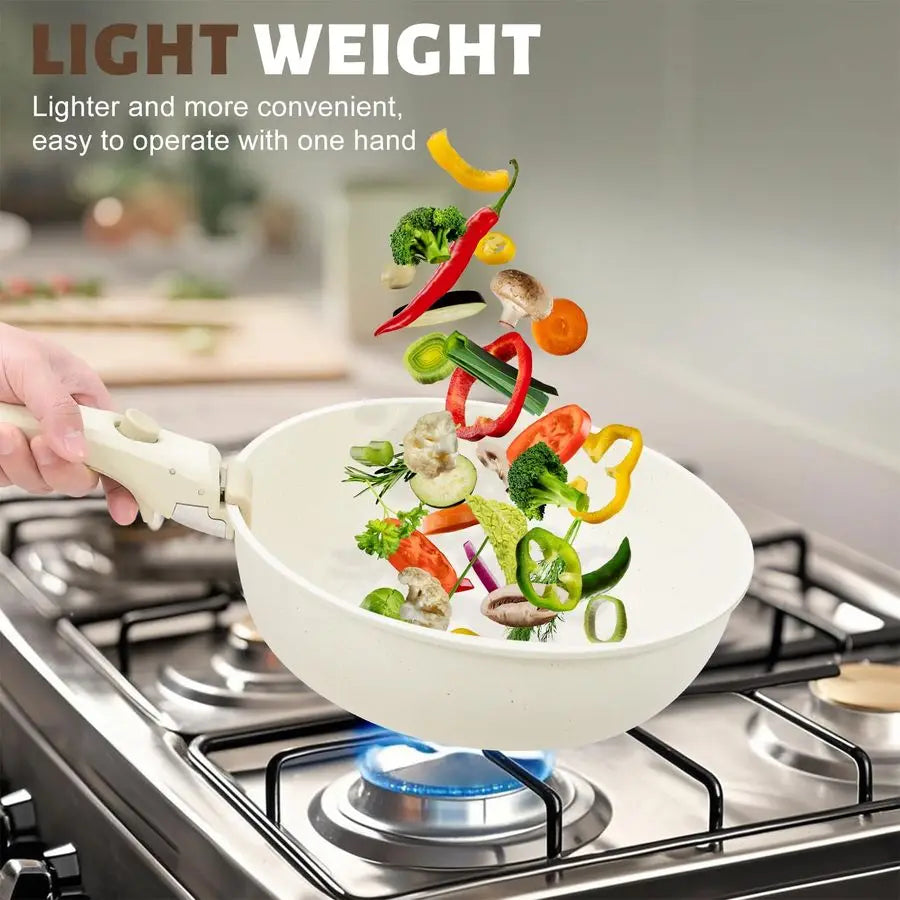 Pots And Pan Set Detachable Handles Durable Kitchen Cookware