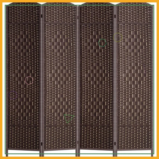 6 Ft Folding Room Divider Privacy Screen Portable Wood Partition Indoor Wall Brown 4 Panel