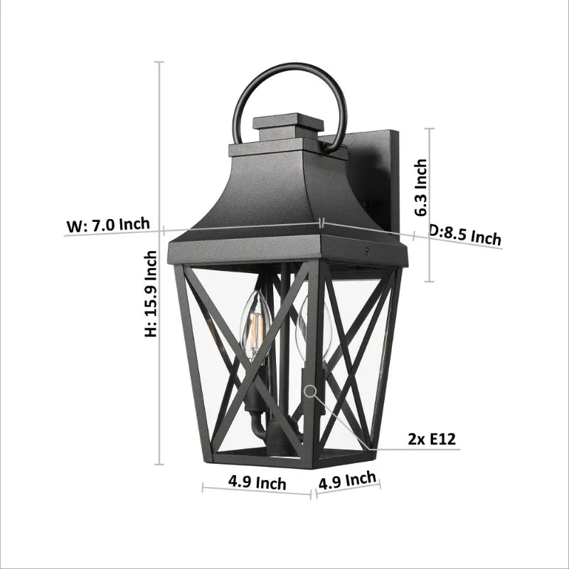 CHUBAN Outdoor Wall Light Matte Finish Clear Glass 2 Pack
