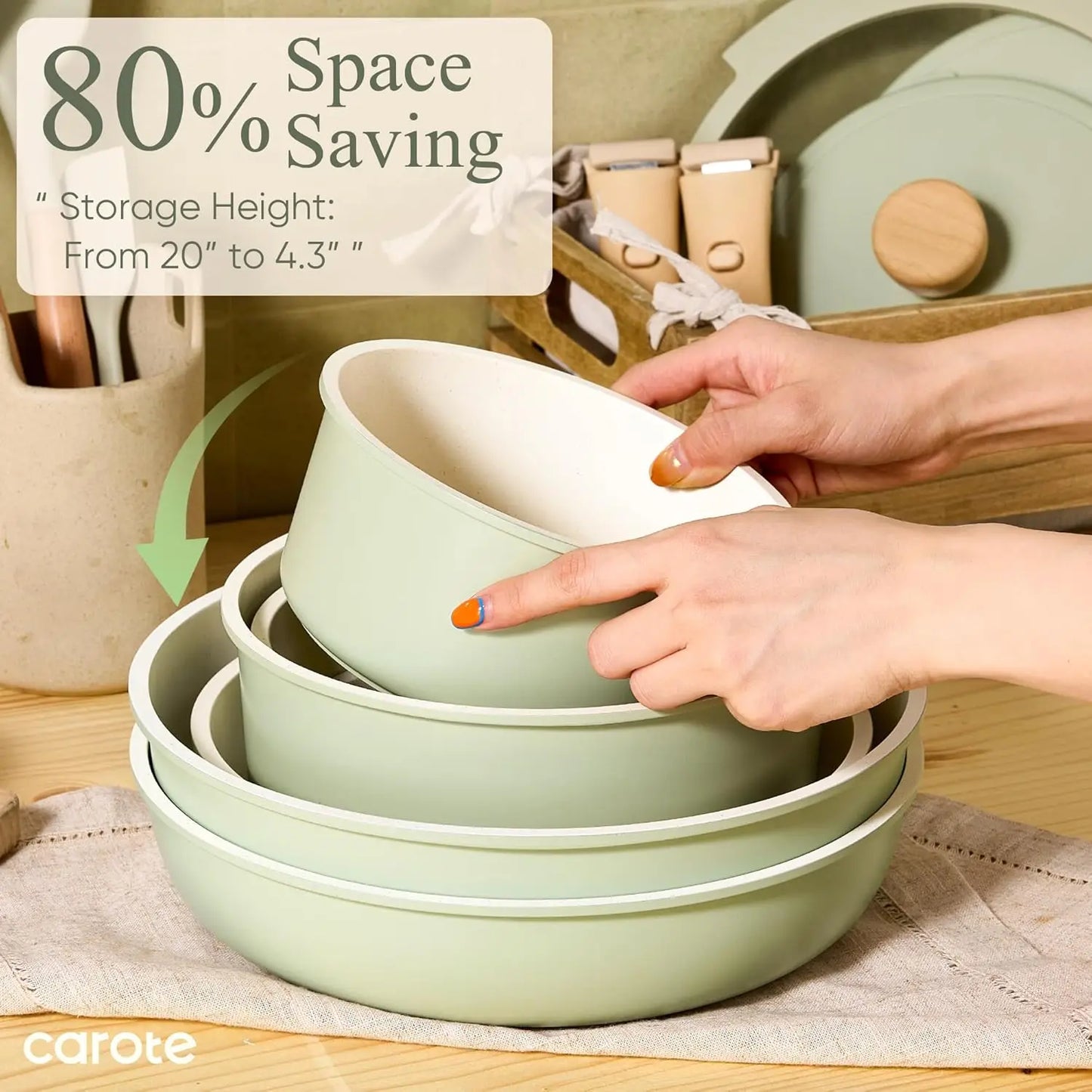 Cookware Sets Ceramic Non-Stick With Oven And Dishwasher Safety