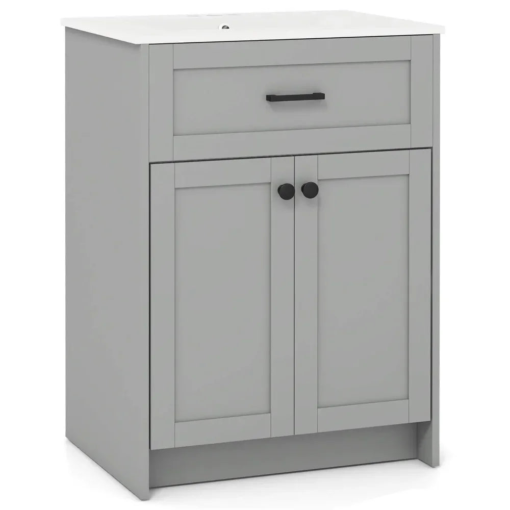 Bathroom Vanity Unit With Ceramic Basin Freestanding Cabinet