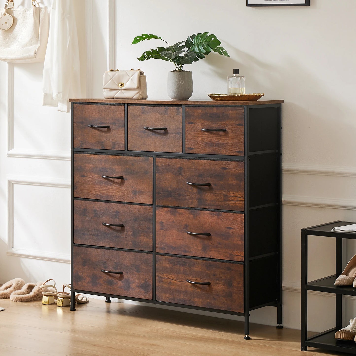 JHK Modern Fabric Drawer Dresser with Bedroom Storage