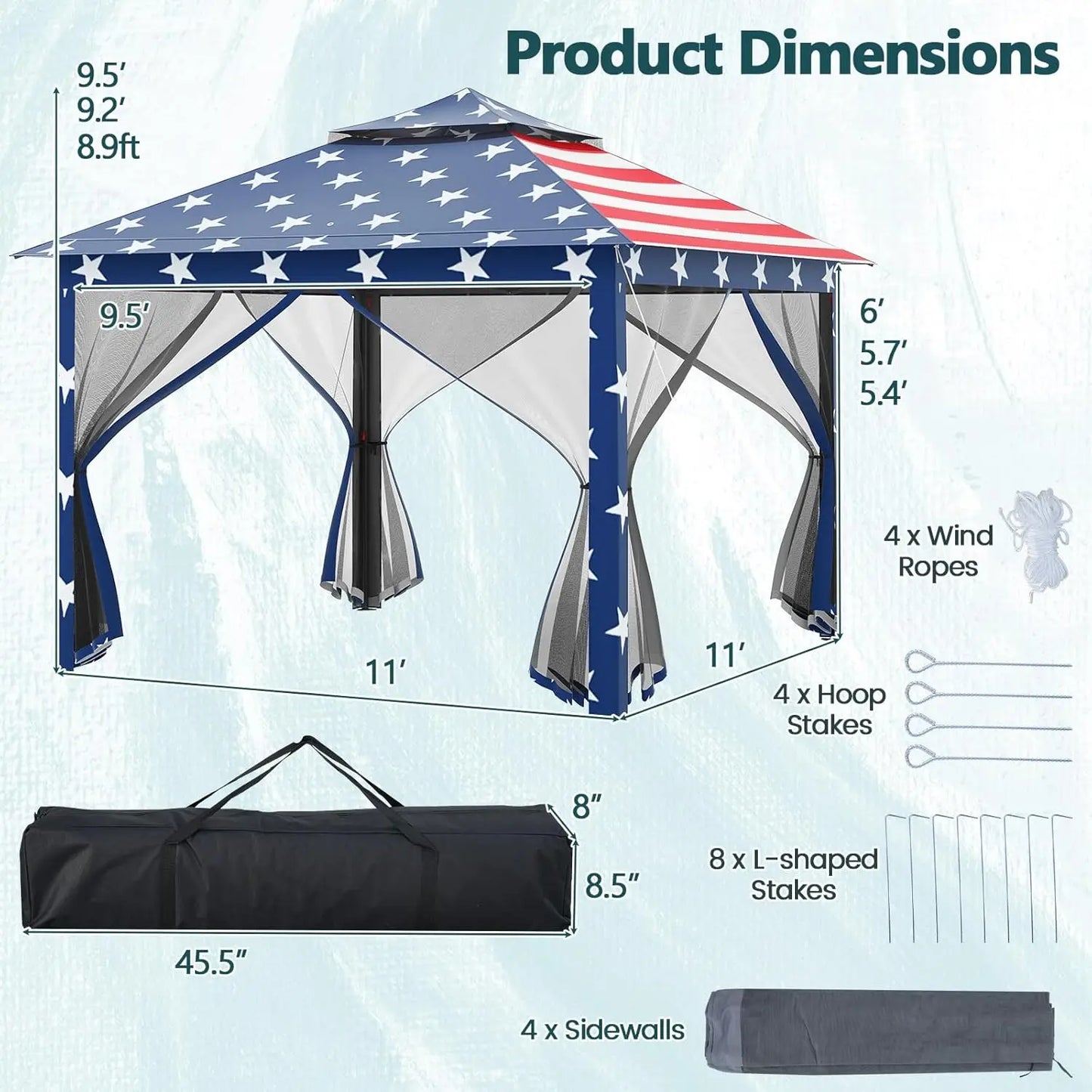 Pop Up Gazebo Portable Mesh Netting Shelter Outdoor