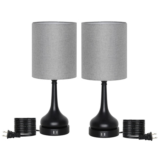Bedside Table Lamps Set With Touch Control USB Charging Ports