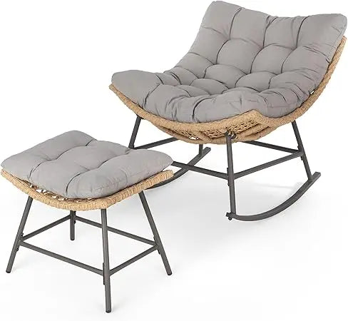 Outdoor Egg Chair With Ottoman For Patio Lounge Seating