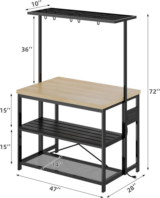 HiMISS Kitchen Island With Storage And Power Outlets