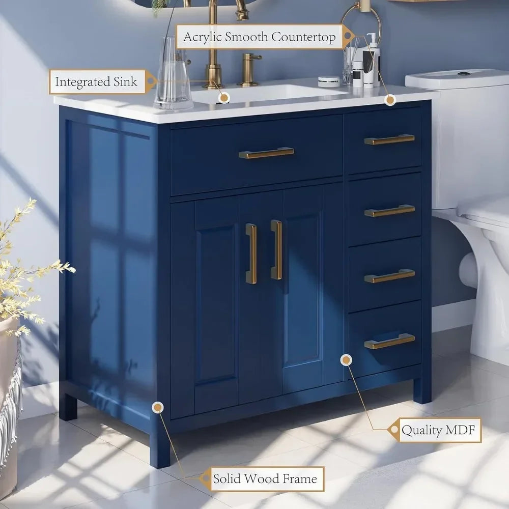 Bathroom Vanity With Undermount Sink, Solid Wood Frame