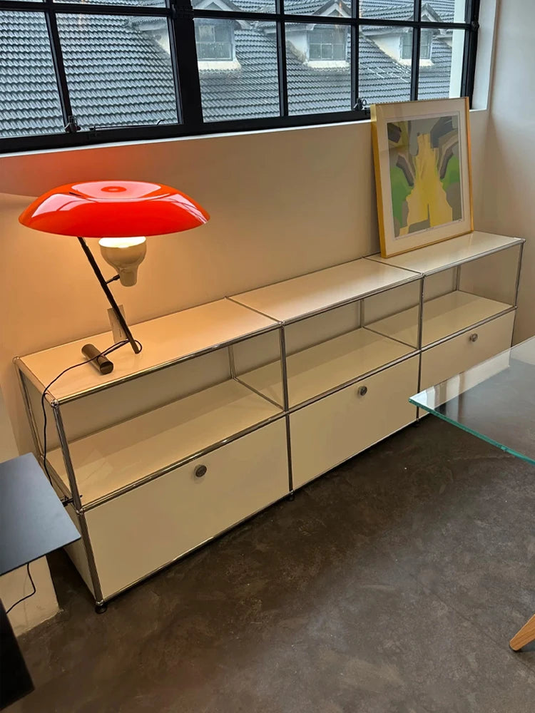 Bigcityfur TV Stand Modern Stainless Steel Storage Cabinet