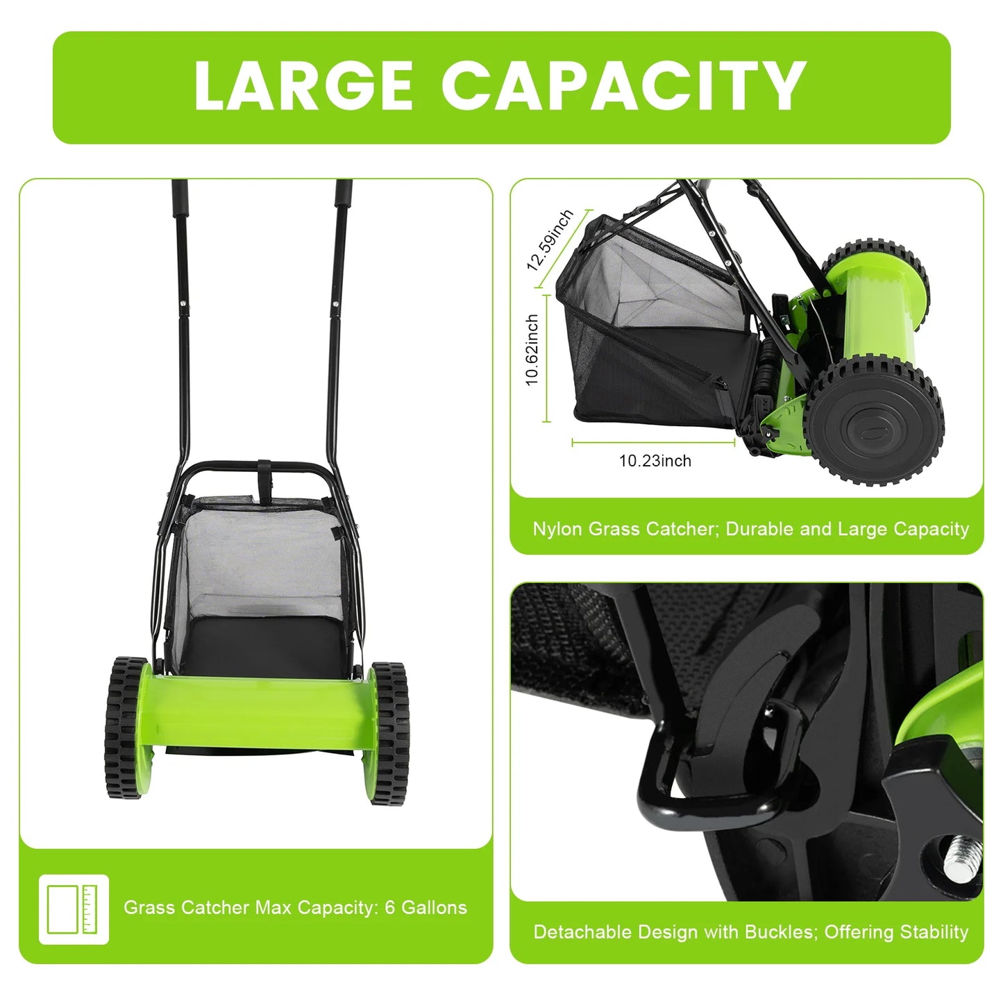 CNCEST 2-Pipe Extension Manual Lawn Mower Detachable Design
