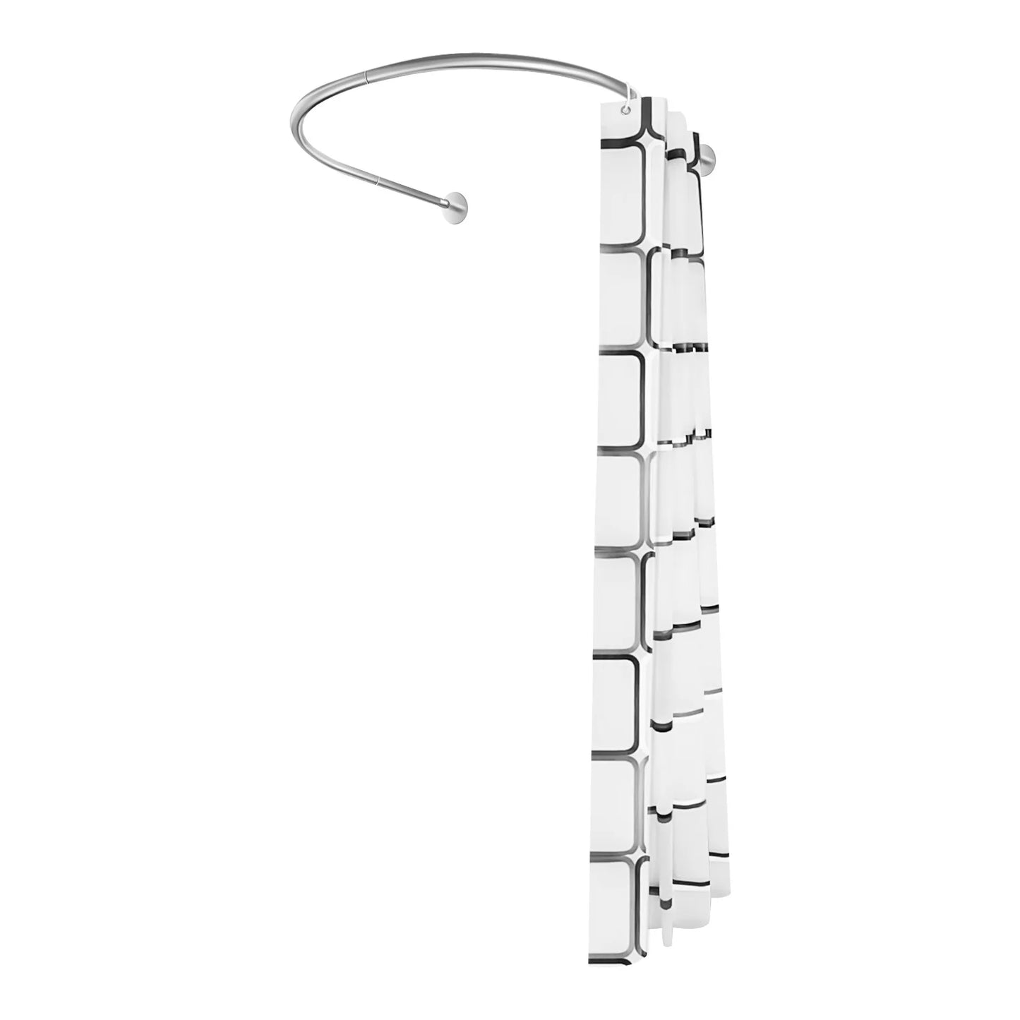 Stainless Steel U-Shaped Curved Shower Curtain Rod Set