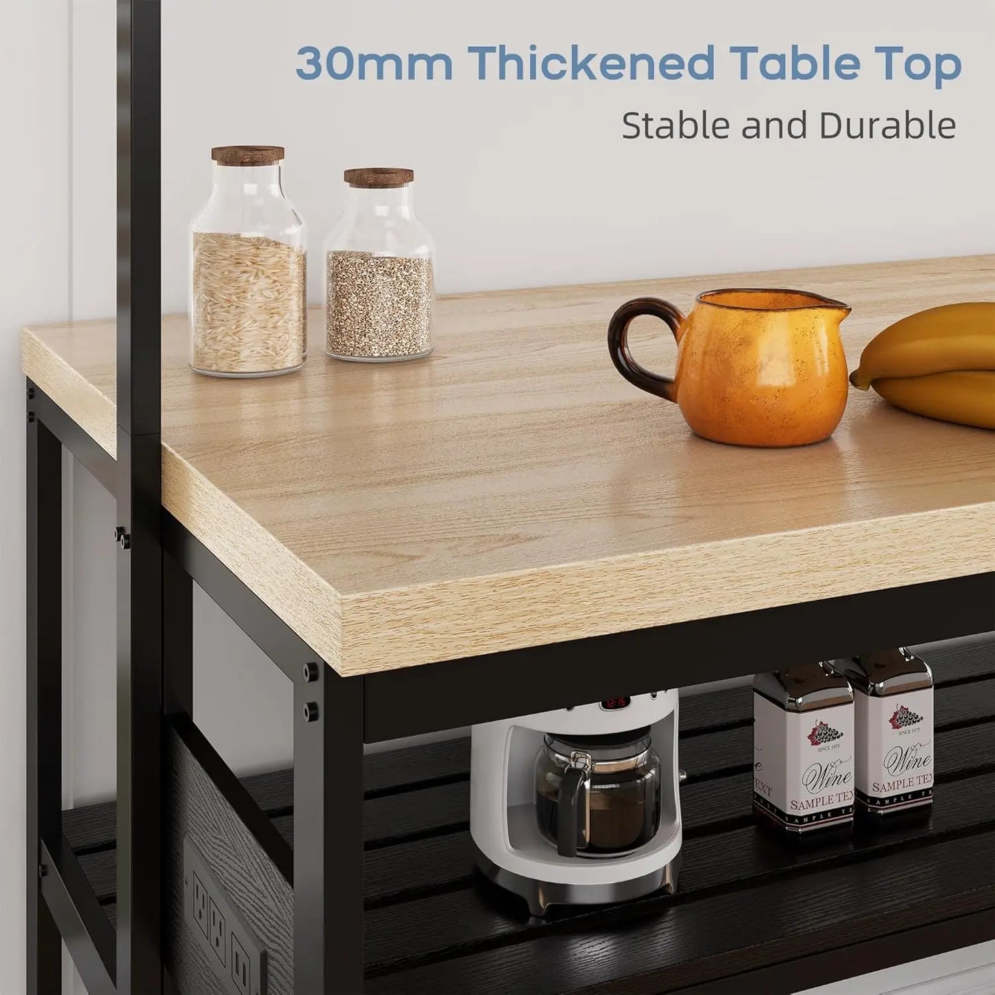 HiMISS Kitchen Island With Storage And Power Outlets