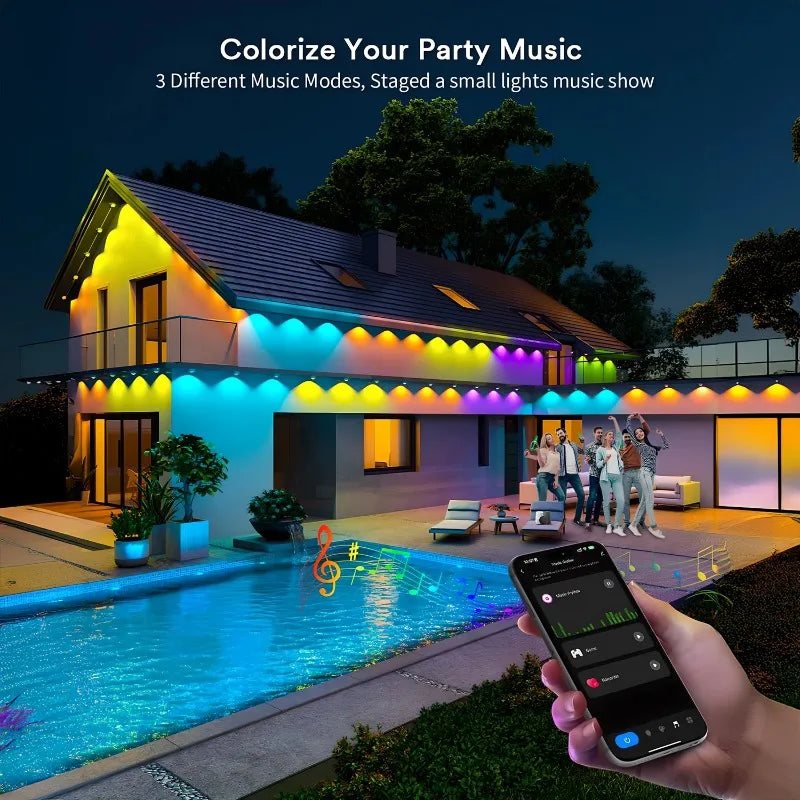 MIMIRG Outdoor RGBIC LED String Lights with App Control