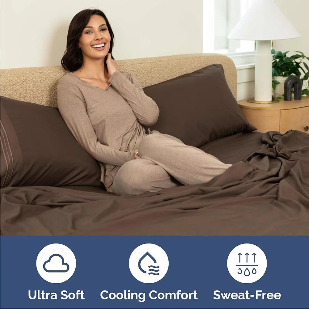DUTRIEUXCN Bed Sheets Set 4-Piece Microfiber Breathable Cooling