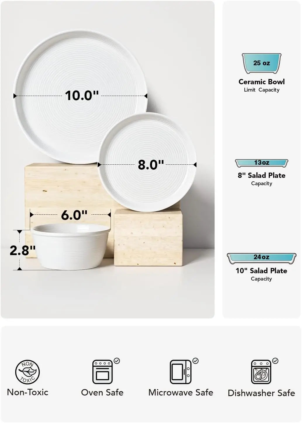 Stoneware Dinnerware Set Microwave Safe Everyday Use