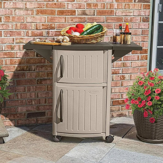 High-Concerned Serving Station Patio Cabinet With Wheels