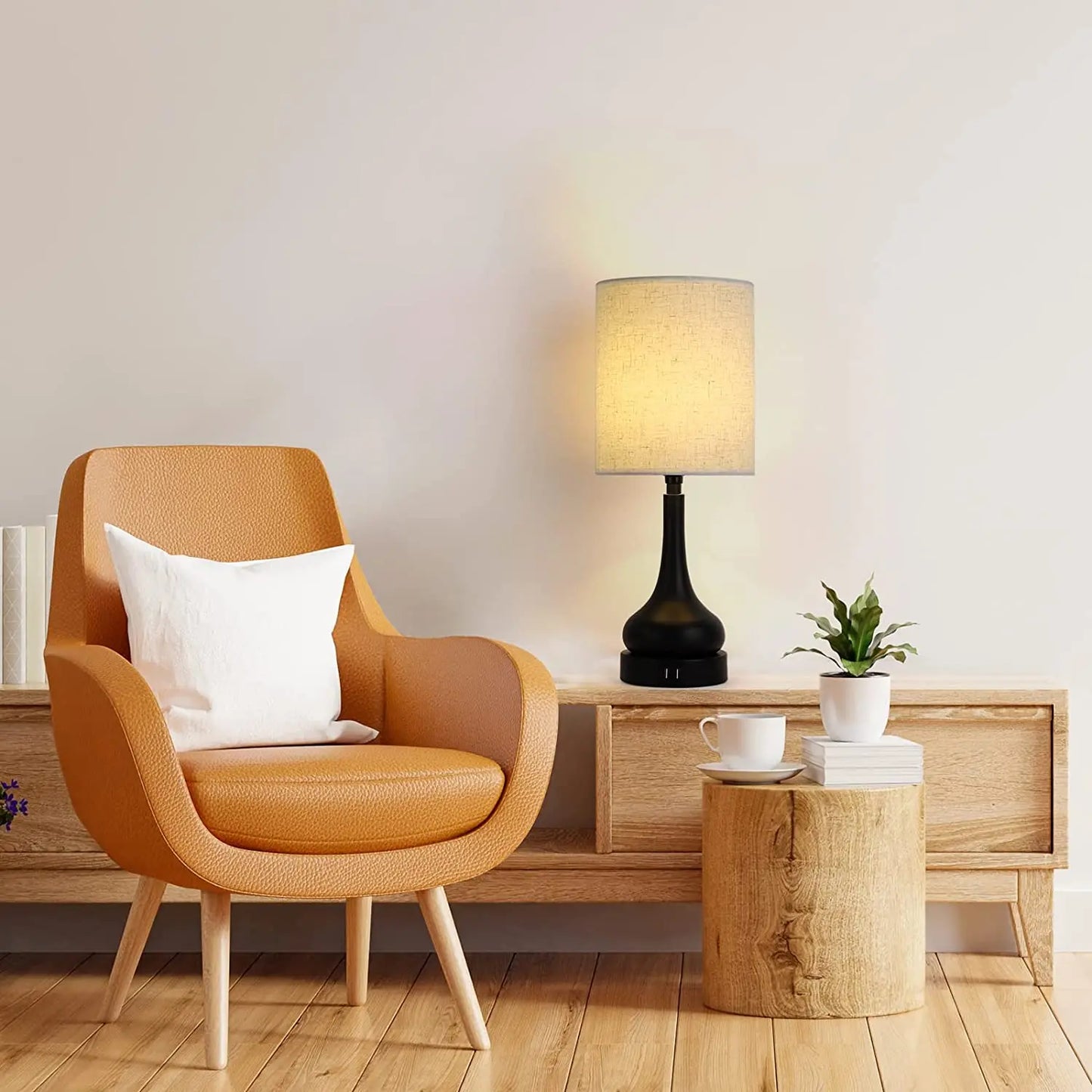 Bedside Table Lamps Set With Touch Control USB Charging Ports