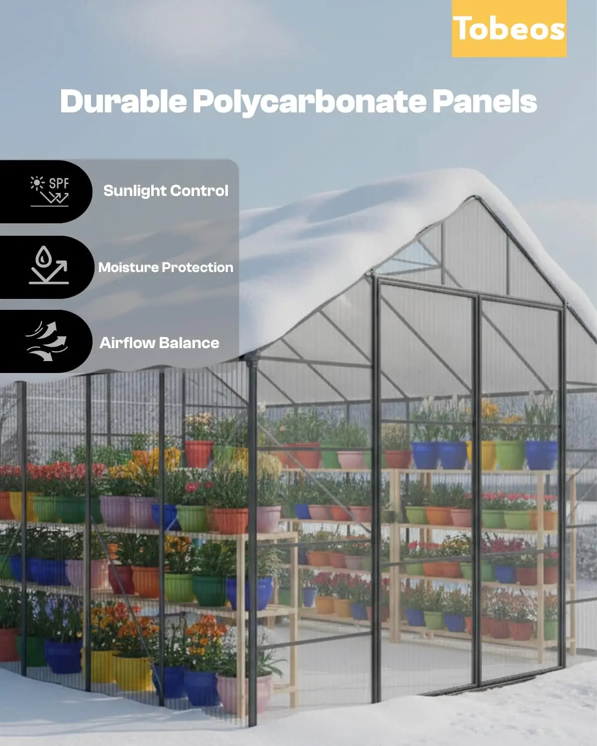 Walk-In Greenhouse With Polycarbonate Panels For Outdoors