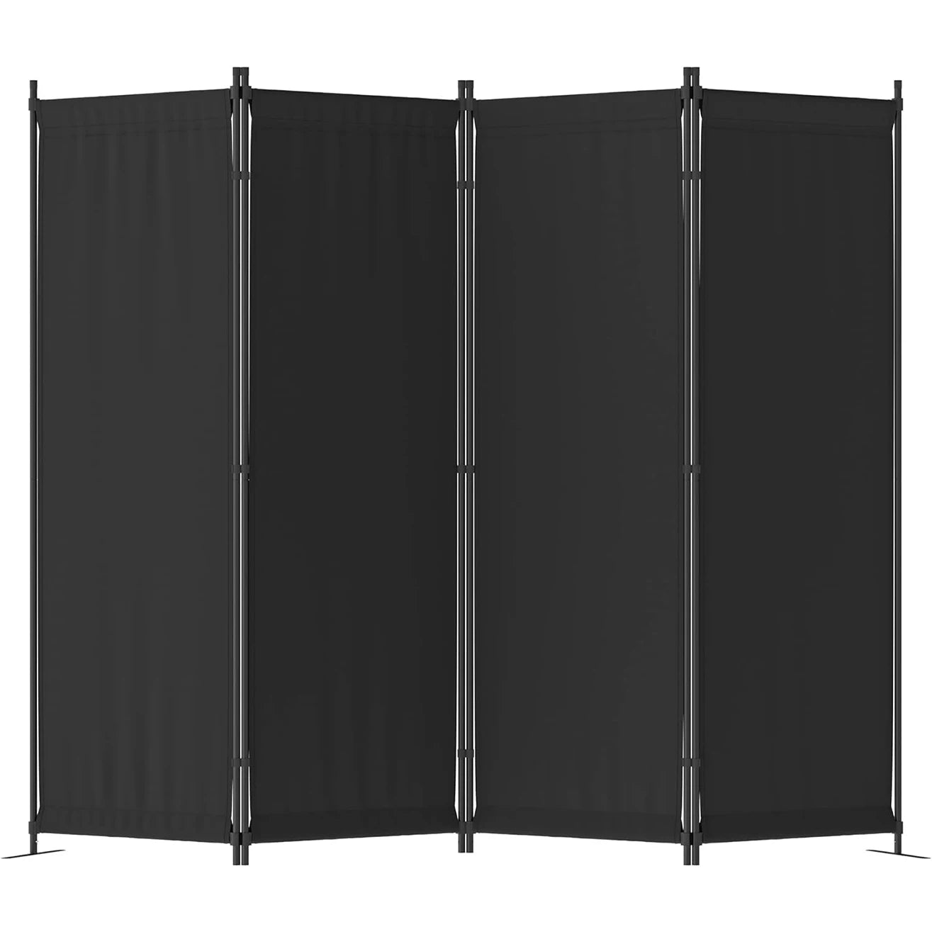 Room Divider, 4-Panel Alloy Steel Folding Screen, Pedestal Feet