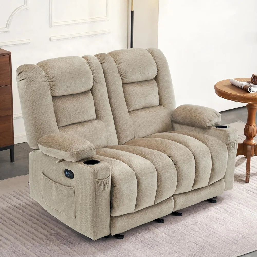 DAFIFY Power Loveseat Recliner With Heat And Vibration