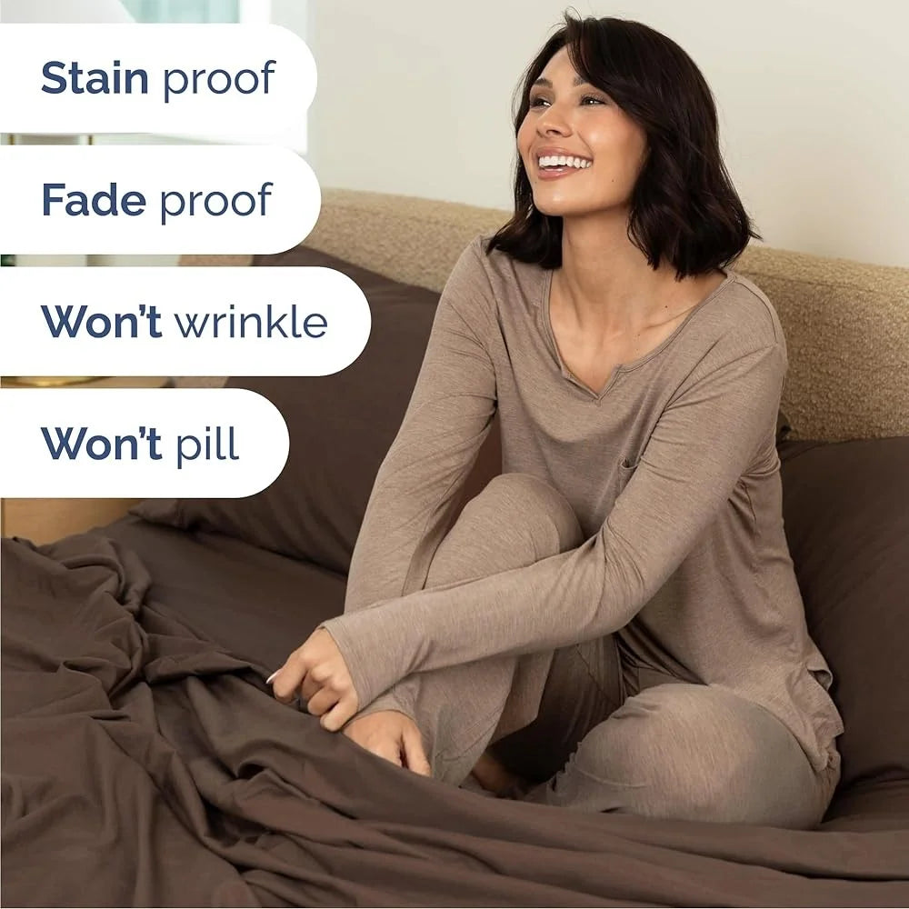 DUTRIEUXCN Bed Sheets Set 4-Piece Microfiber Breathable Cooling