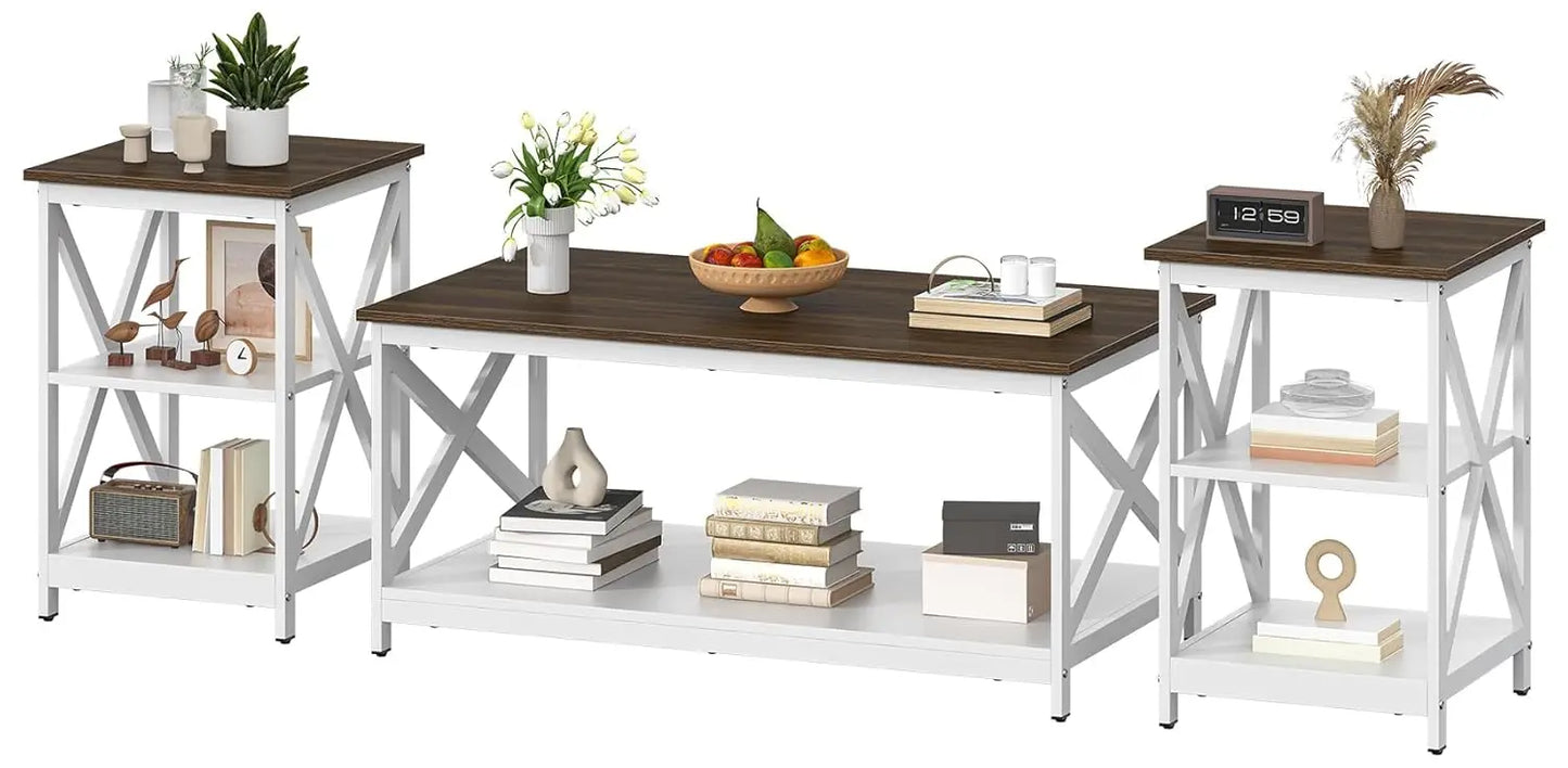 Coffee Table Set Industrial X-Design For Living Room