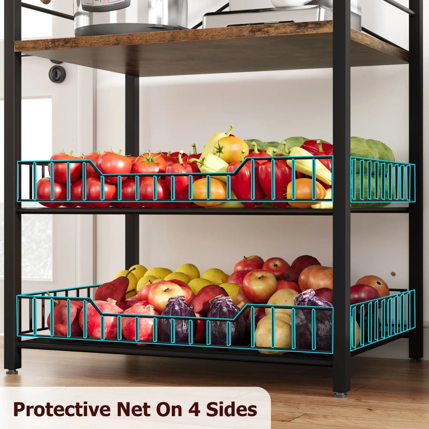 HiMISS Baker's Rack Industrial Microwave Stand Kitchen Storage