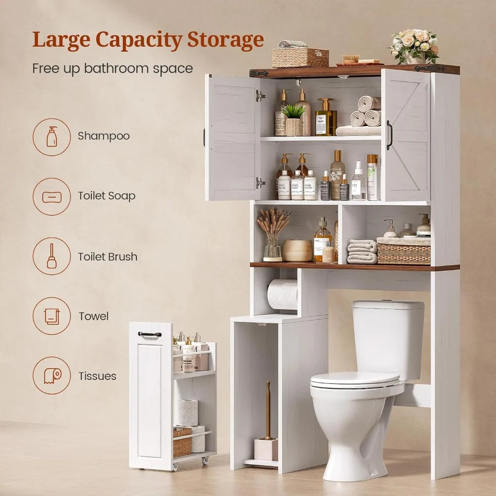 Over-Toilet Storage Cabinet With Pulley For Bathroom Organization