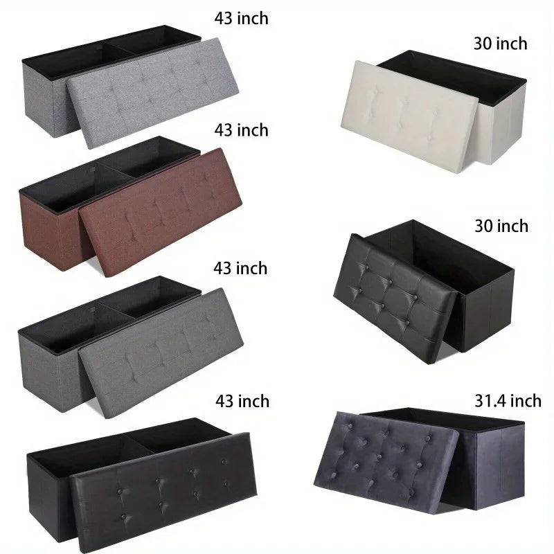 Storage Ottoman Bench Soft Upholstered Foot Rest For Living Room