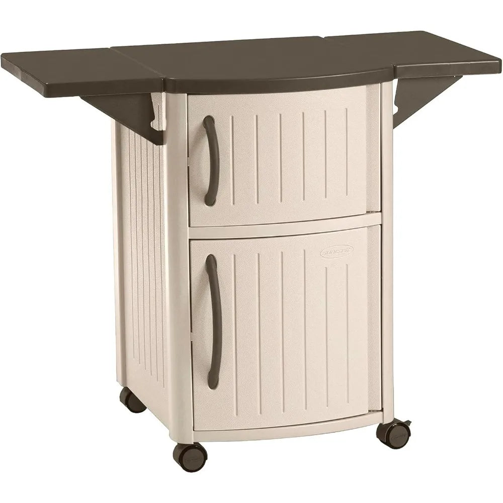 High-Concerned Serving Station Patio Cabinet With Wheels