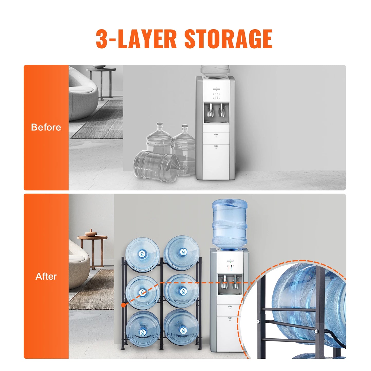 SucceBuy Water Bottle Holder 5-Tier Iron Rack For Kitchen