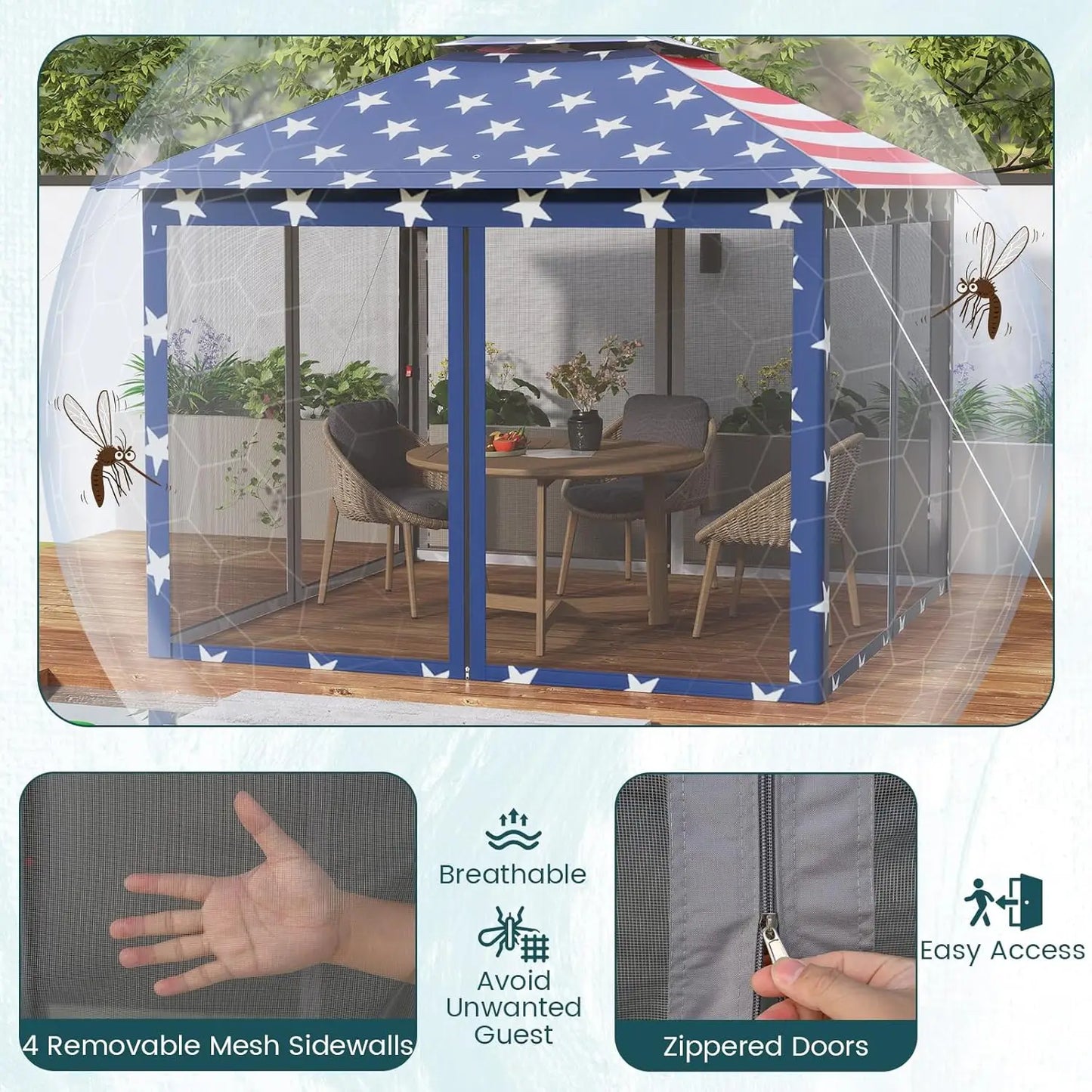 Pop Up Gazebo Portable Mesh Netting Shelter Outdoor