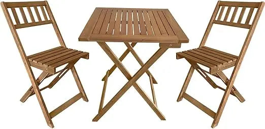 Patio Bistro Set With Acacia Wood Folding Design And Chairs
