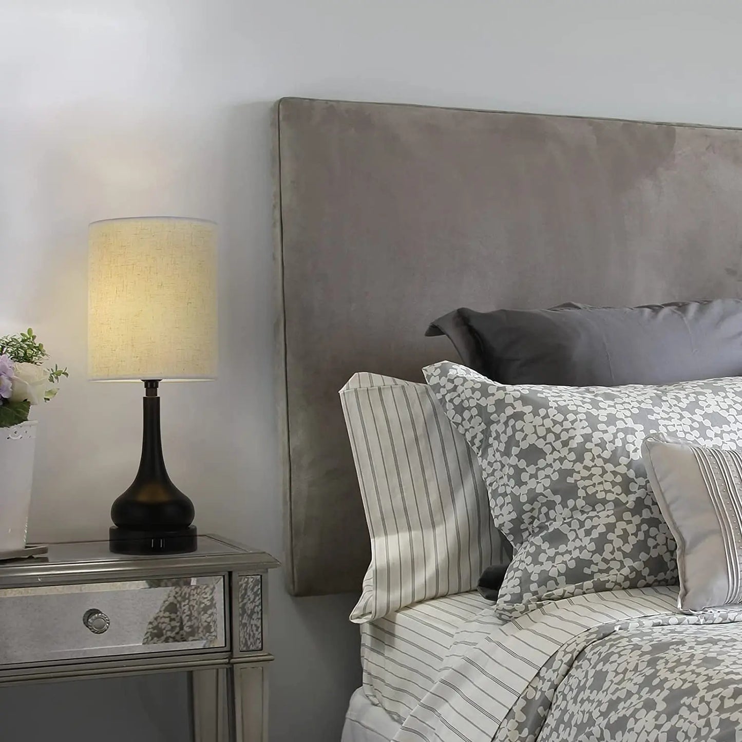 Bedside Table Lamps Set With Touch Control USB Charging Ports