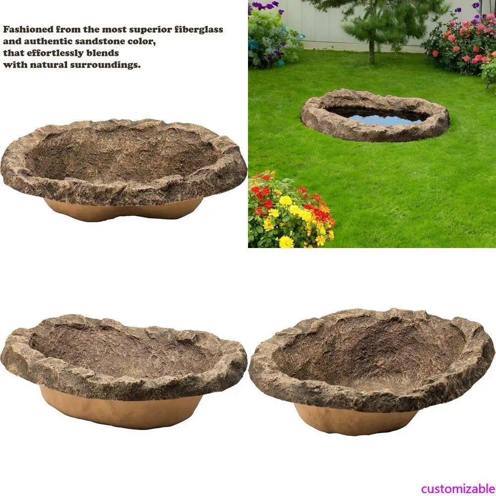 Quickway Imports Water Feature Flower-Themed Fiberglass Rock