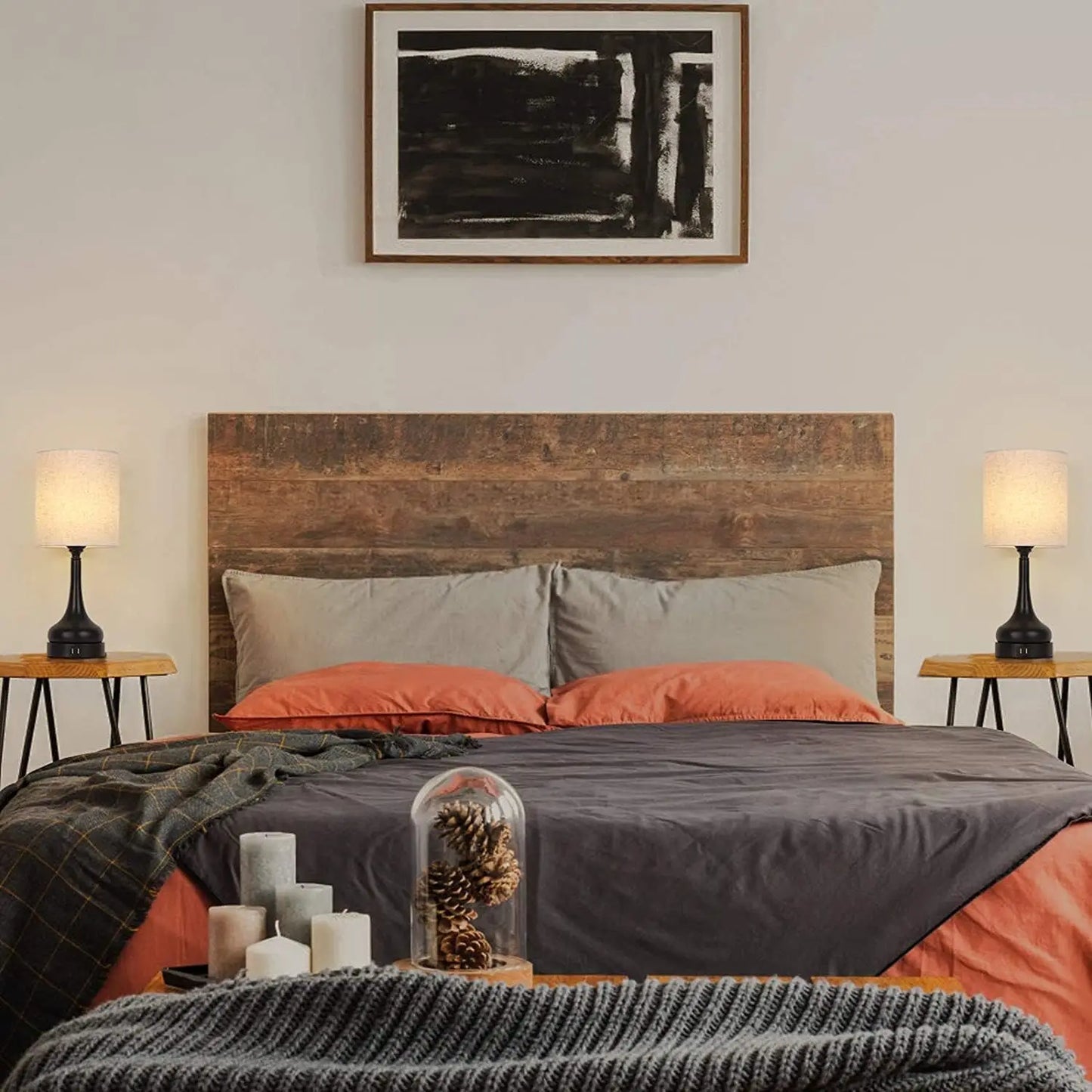 Bedside Table Lamps Set With Touch Control USB Charging Ports