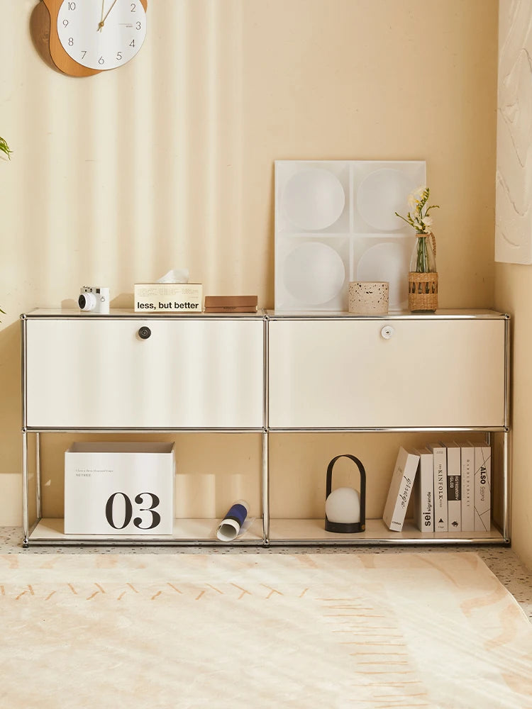 Bigcityfur TV Stand Modern Stainless Steel Storage Cabinet