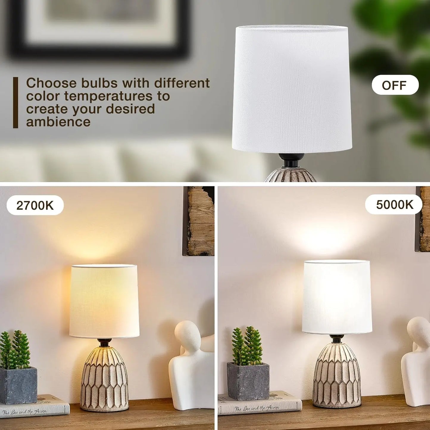 Table Lamps Farmhouse Ceramic Set 2 for Living Room