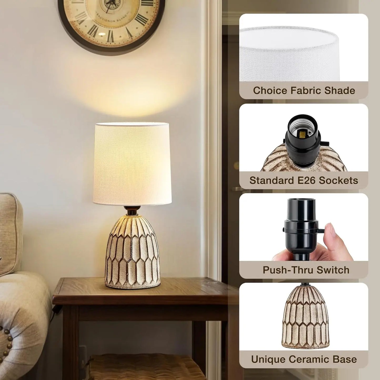 Table Lamps Farmhouse Ceramic Set 2 for Living Room