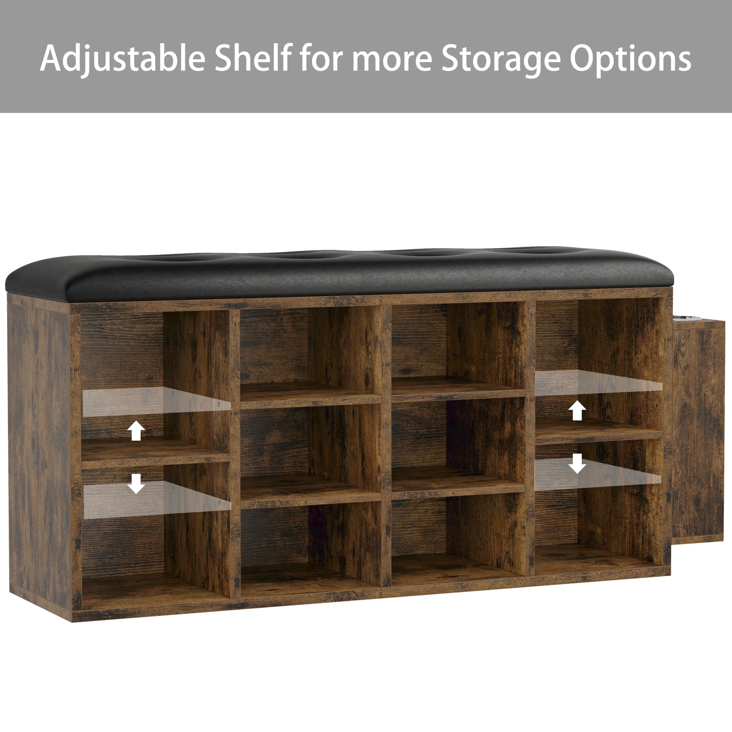 Ironck Shoe Bench With PU Leather, 10 Cubby Storage Entryway