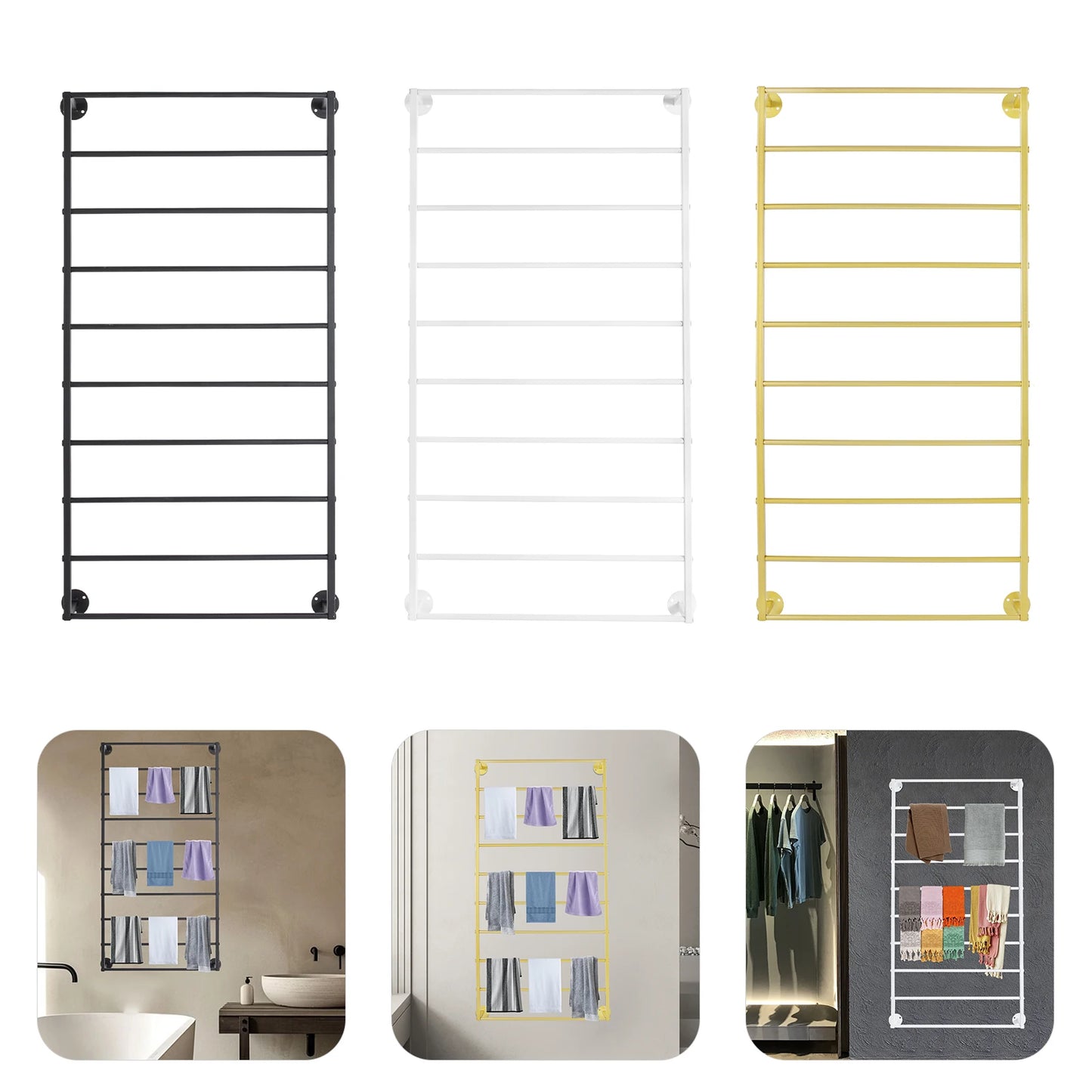 Wall-Mounted Scarf Rack With Detachable Crossbar For Space Saving