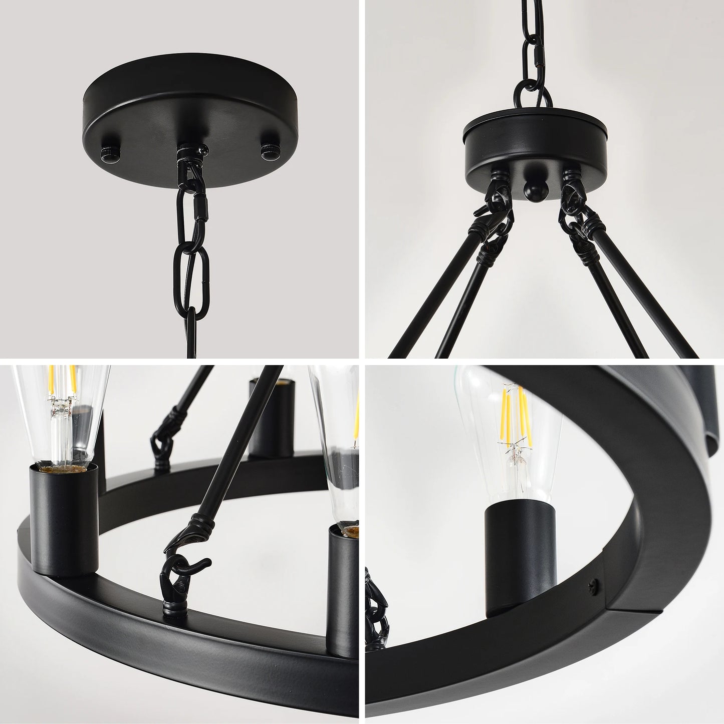 Chandelier Wagon Wheel 6-Light Farmhouse Modern Design