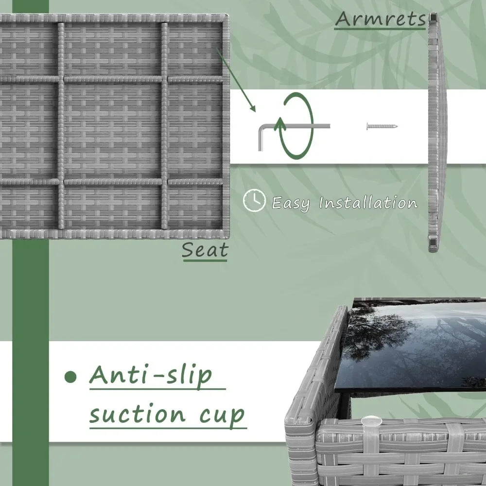 XMSJ Patio Conversation Set Wicker Rattan 4-Piece Outdoor